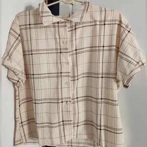 Plaid Short Sleeve Button-Up Shirt